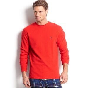 Polo Ralph Lauren Men’s Red Waffle Knit Textured Long Sleeve